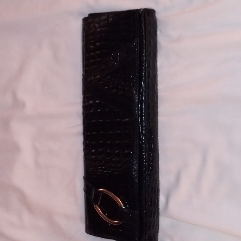 ABS by Allen Schwartz Black Croc Clutch